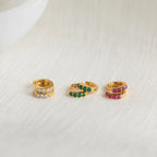 Elise Gemstone Huggies Set Silver 18K Gold Plated