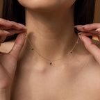 Larissa Emerald Station Necklace Silver 18K Gold Plated