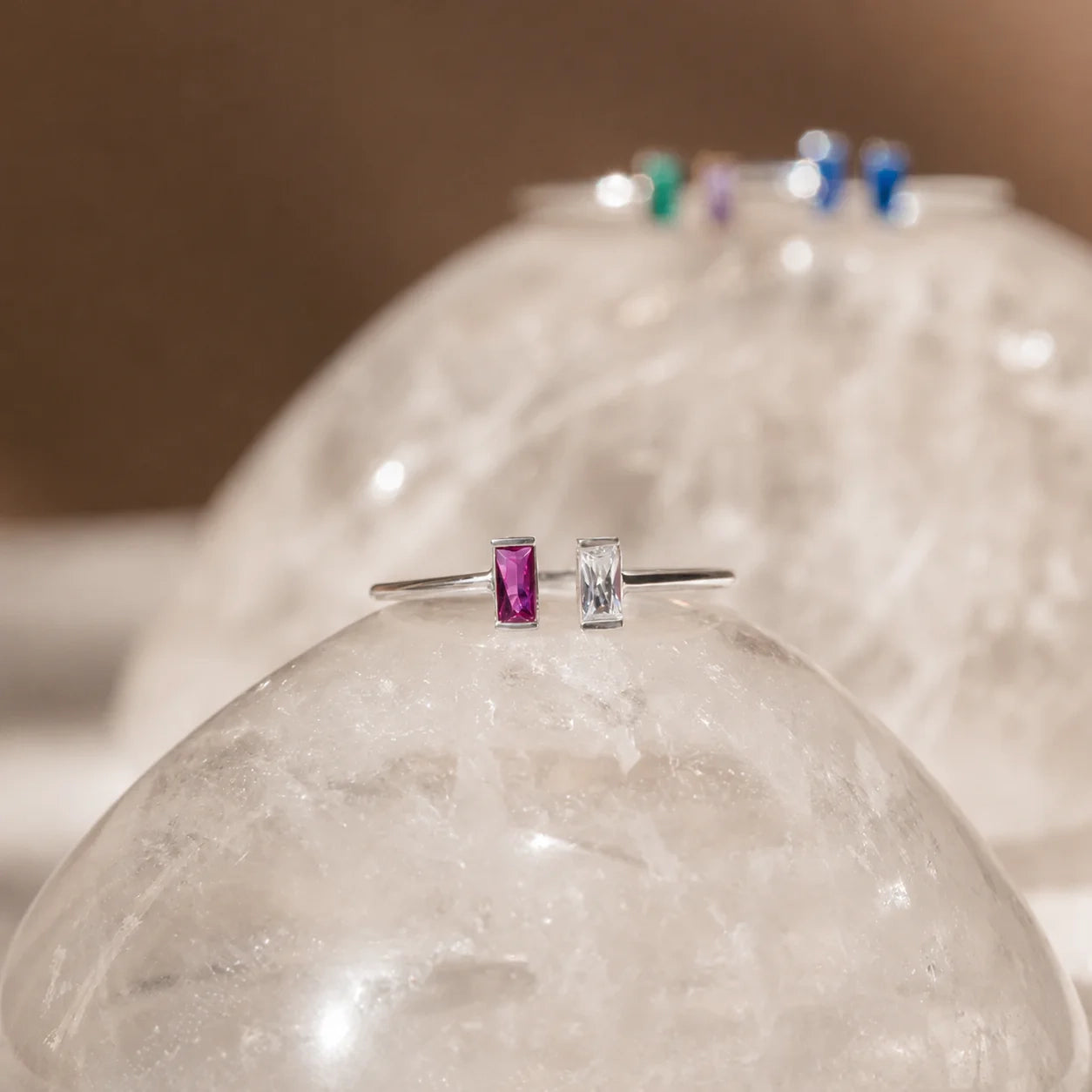 Custom Duo Vertical Baguette Birthstone Ring