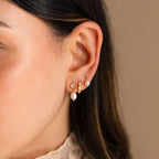 Moonstone Pearl Drop Earrings Silver 18K Gold Plated