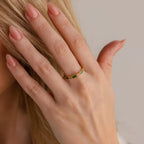 Mixed Art Deco Birthstone Ring Silver 18K Gold Plated