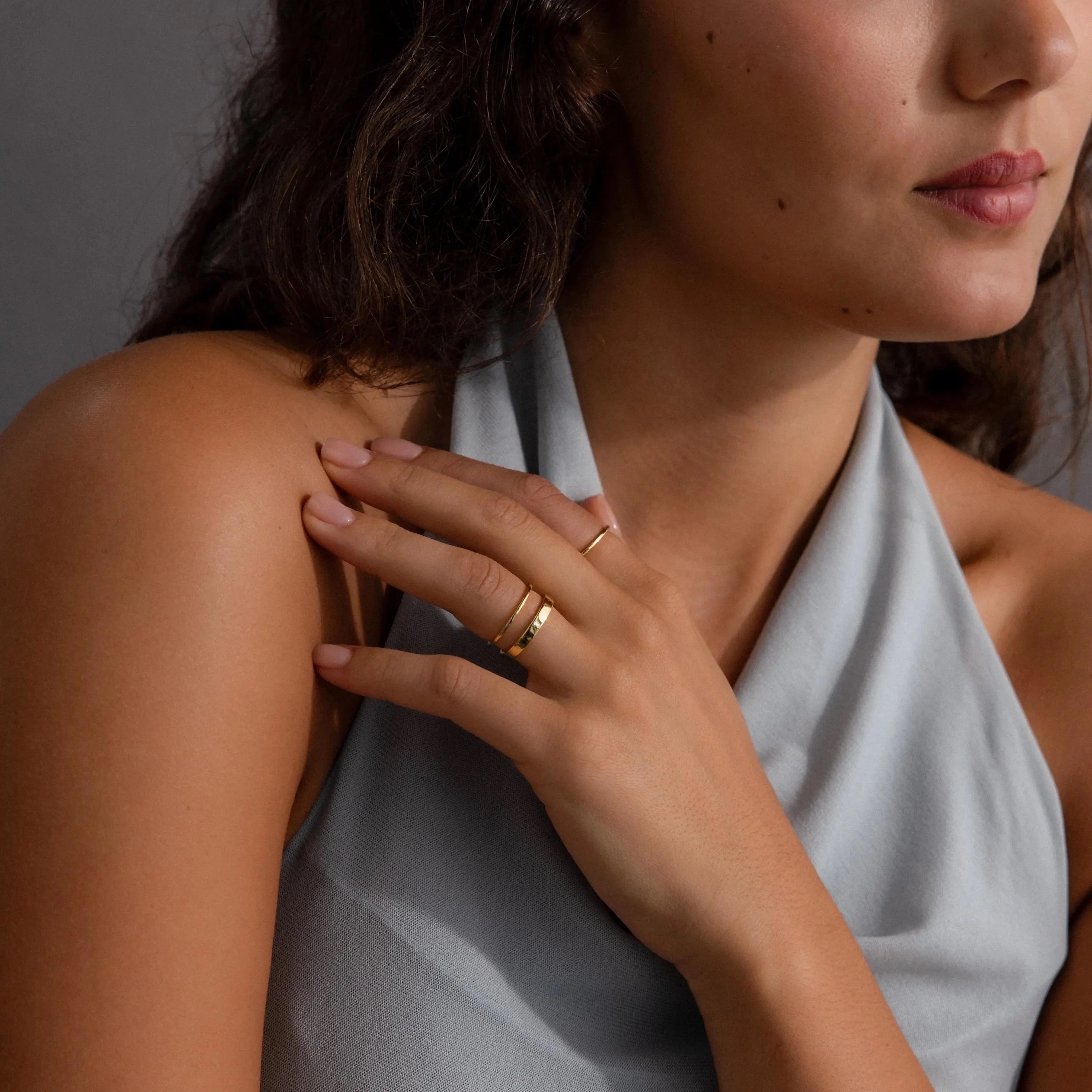 Simple Ring Set Silver 18K Gold Plated