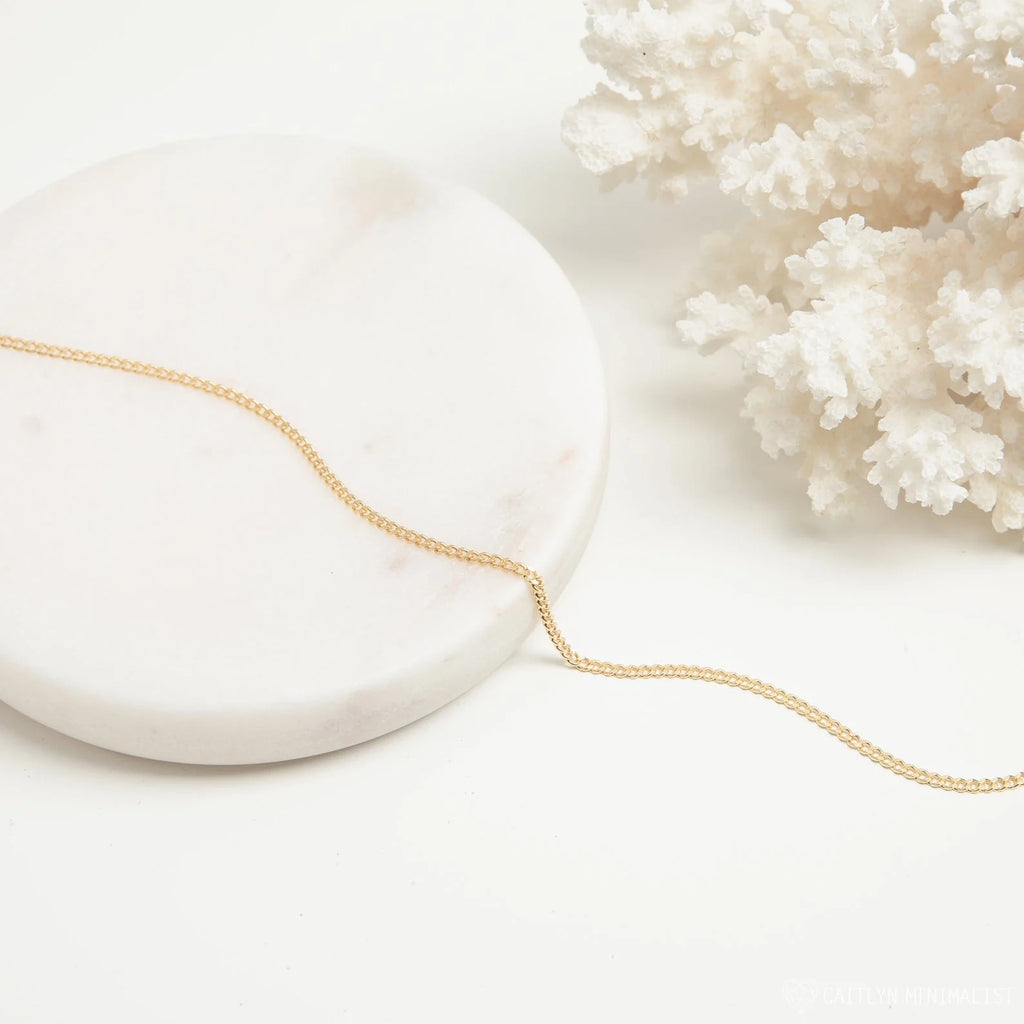 Curb Chain Necklace Silver 18K Gold Plated
