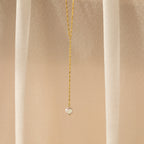 Pearl Lariat Y Necklace Silver 18K Gold Plated