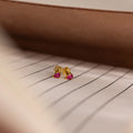 Teardrop Ruby Flatback Studs  Silver 18K Gold Plated