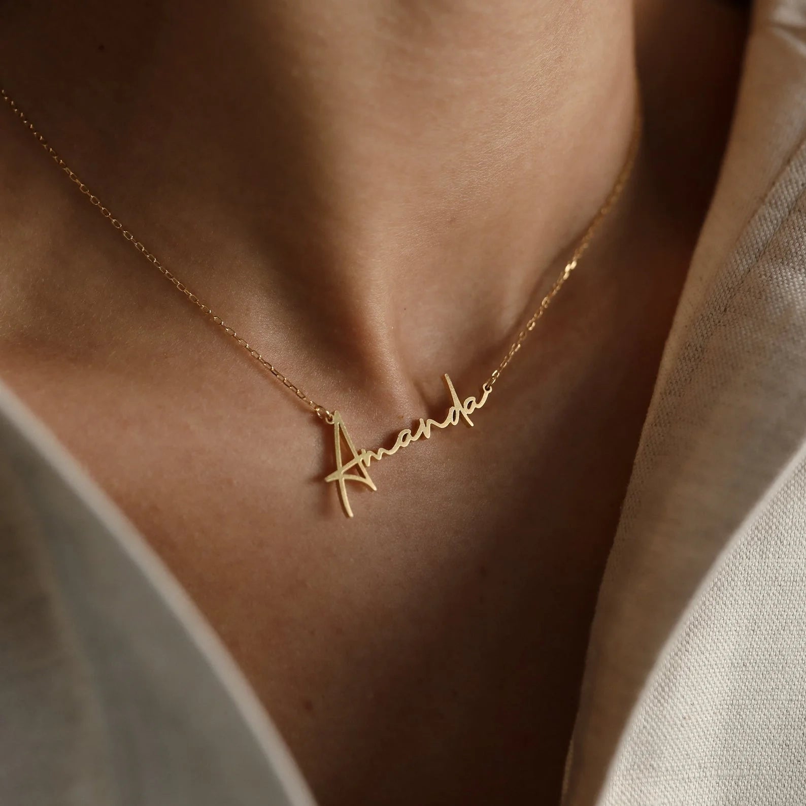 Summer Name Necklace Silver 18K Gold Plated