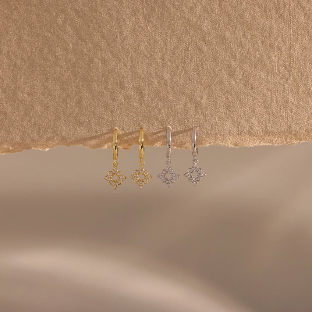 Twilight Star Hoops Silver 18K Gold Plated