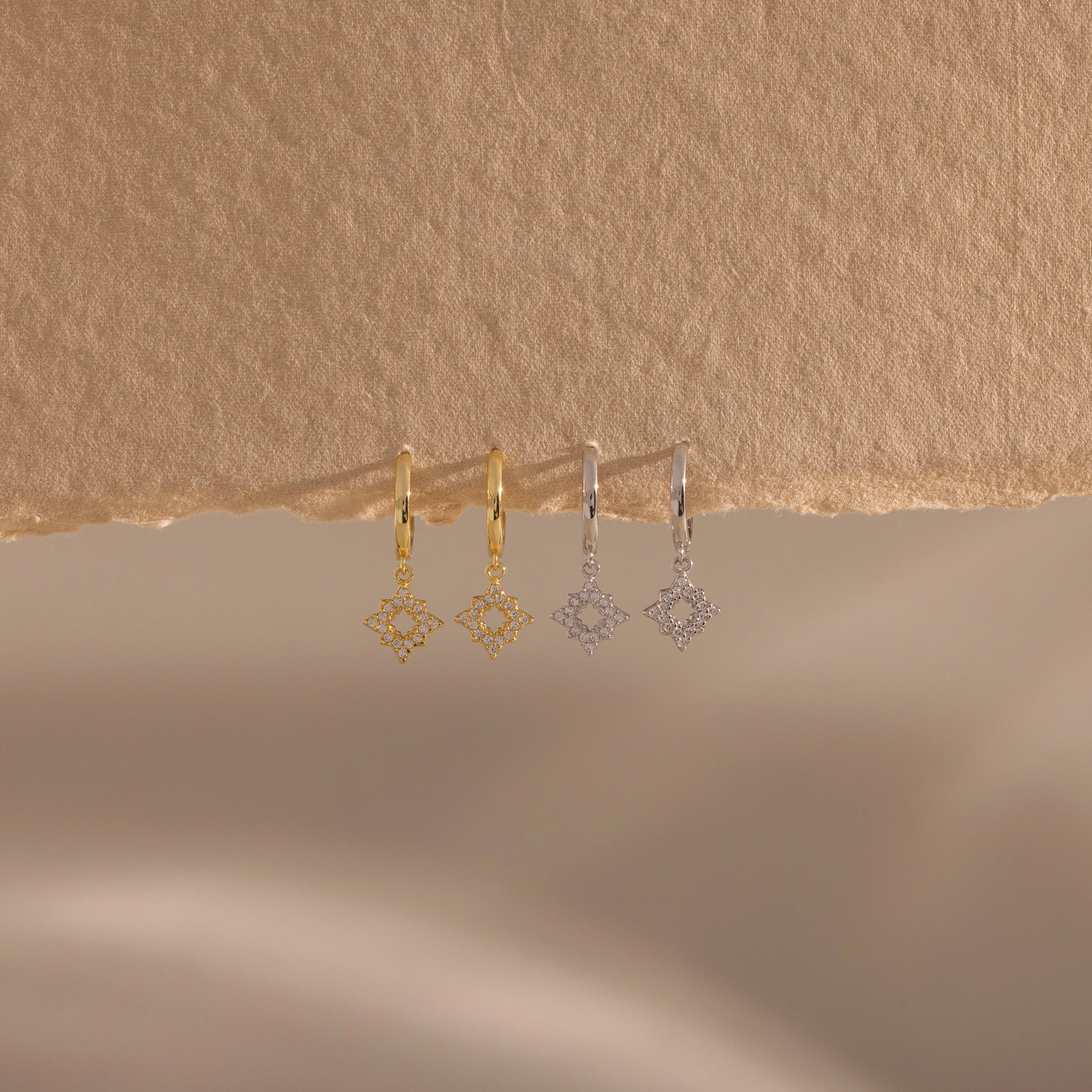Twilight Star Hoops Silver 18K Gold Plated