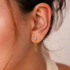 Opal Chain Earrings Silver 18K Gold Plated