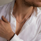 Men's Snake Chain Necklace Silver 18K Gold Plated
