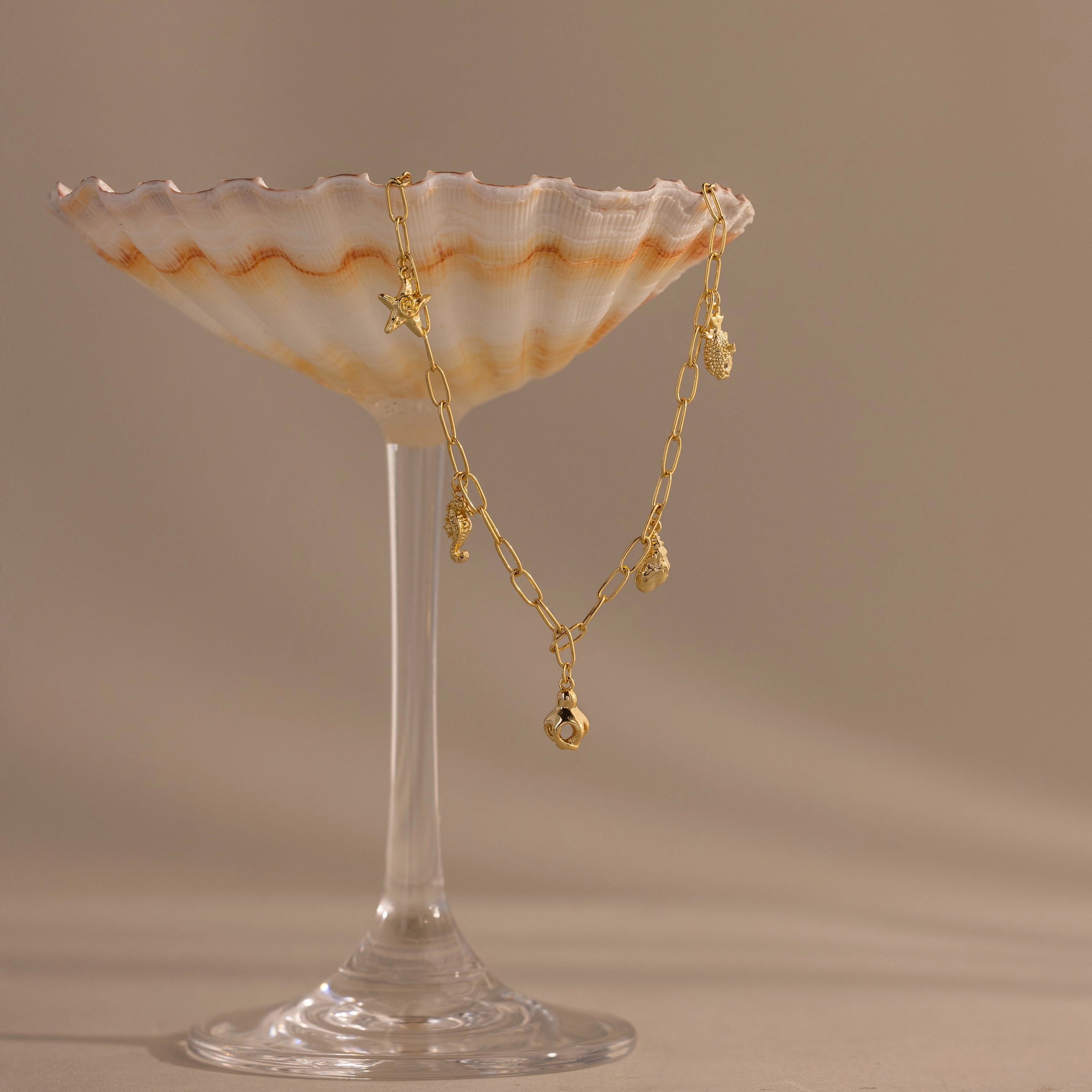 Ocean Charm Necklace Silver 18K Gold Plated