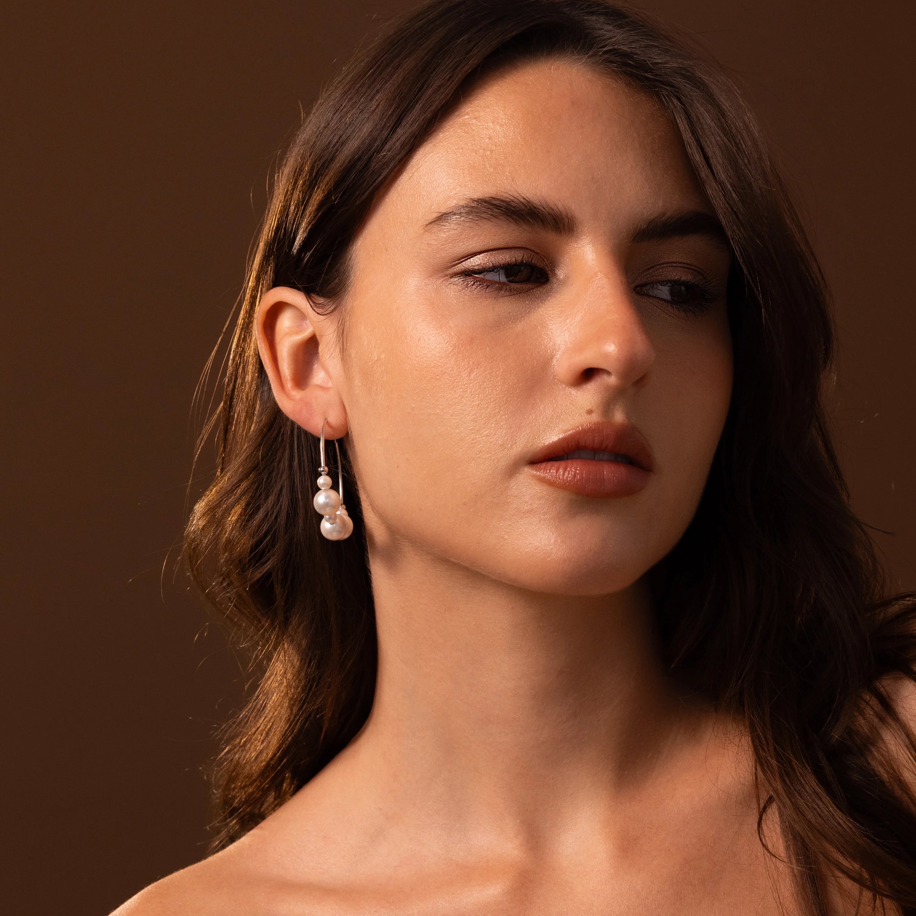 Freshwater Pearl Hoops Silver 18K Gold Plated