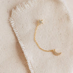 Moon & Star Chain Earrings Silver 18K Gold Plated