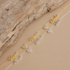 Pavé Heart Name Necklace Silver 18K Gold Plated