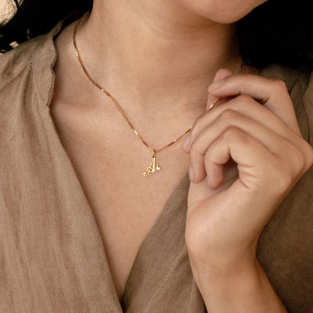 Initial Birthstone Necklace Silver 18K Gold Plated