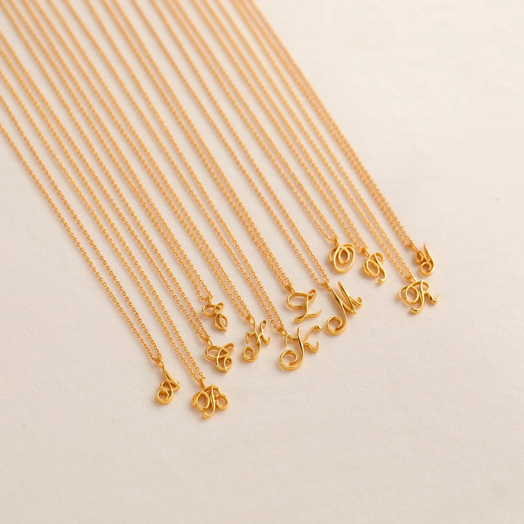 Davina Letter Necklace Silver 18K Gold Plated
