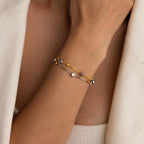 Mixed Metal Star Bracelet Silver 18K Gold Plated