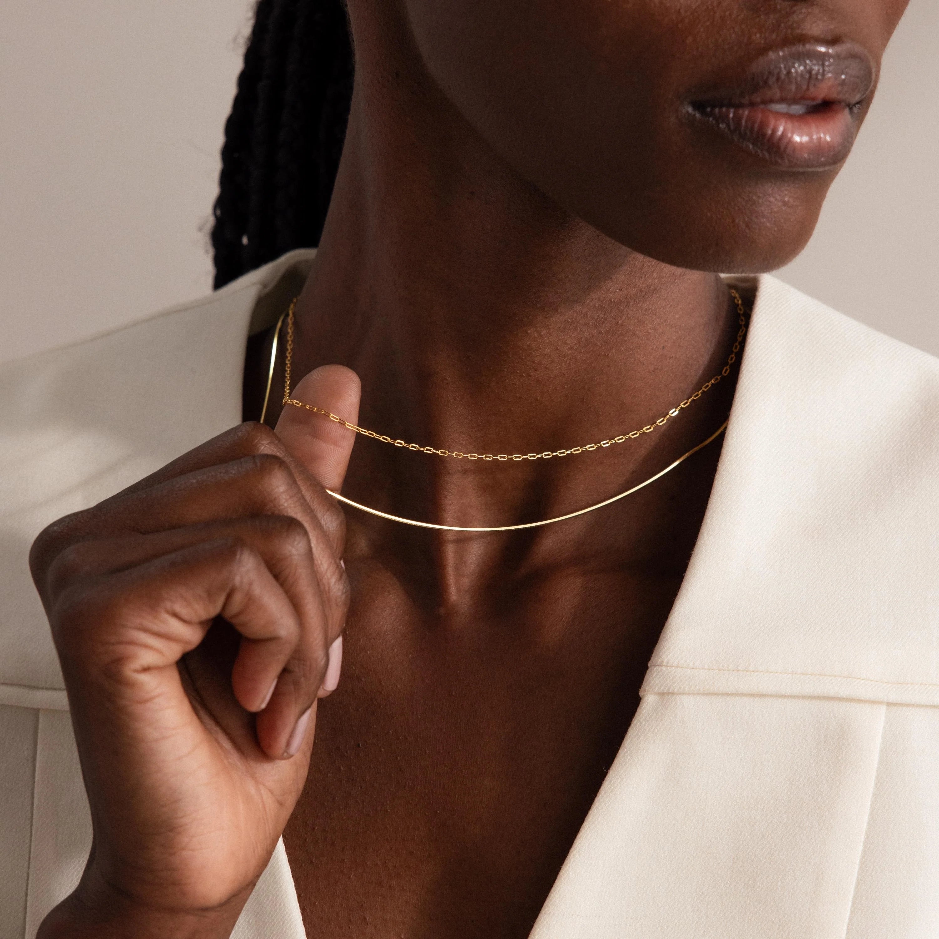 Dainty Paperclip Necklace Silver 18K Gold Plated