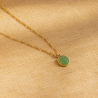 Jade Oval Pendant Necklace Silver 18K Gold Plated