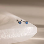 Blue Zircon Flatback Studs Silver 18K Gold Plated