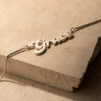 Groovy Name Box Chain Necklace Silver 18K Gold Plated
