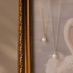Diamond Halo Pearl Necklace Silver 18K Gold Plated