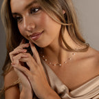 Floating Pearl Necklace Silver 18K Gold Plated