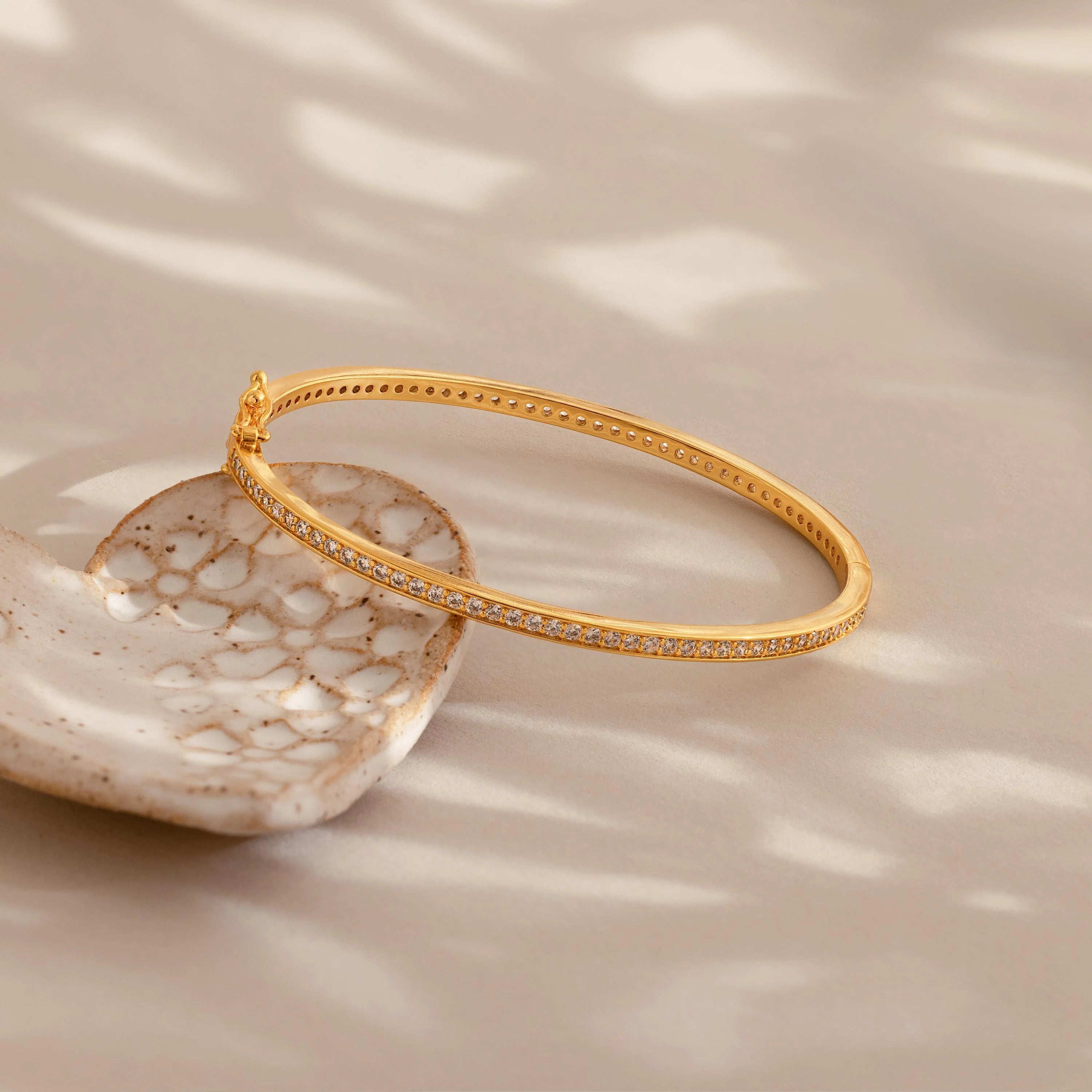 Diamond Tennis Bangle Silver 18K Gold Plated