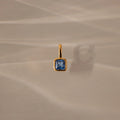 Square Bezel Blue Zircon Charm Silver 18K Gold Plated