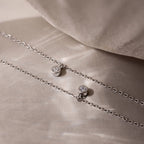 Diamond Station Necklace Silver 18K Gold Plated