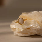 Moonstone Signet Ring Silver 18K Gold Plated