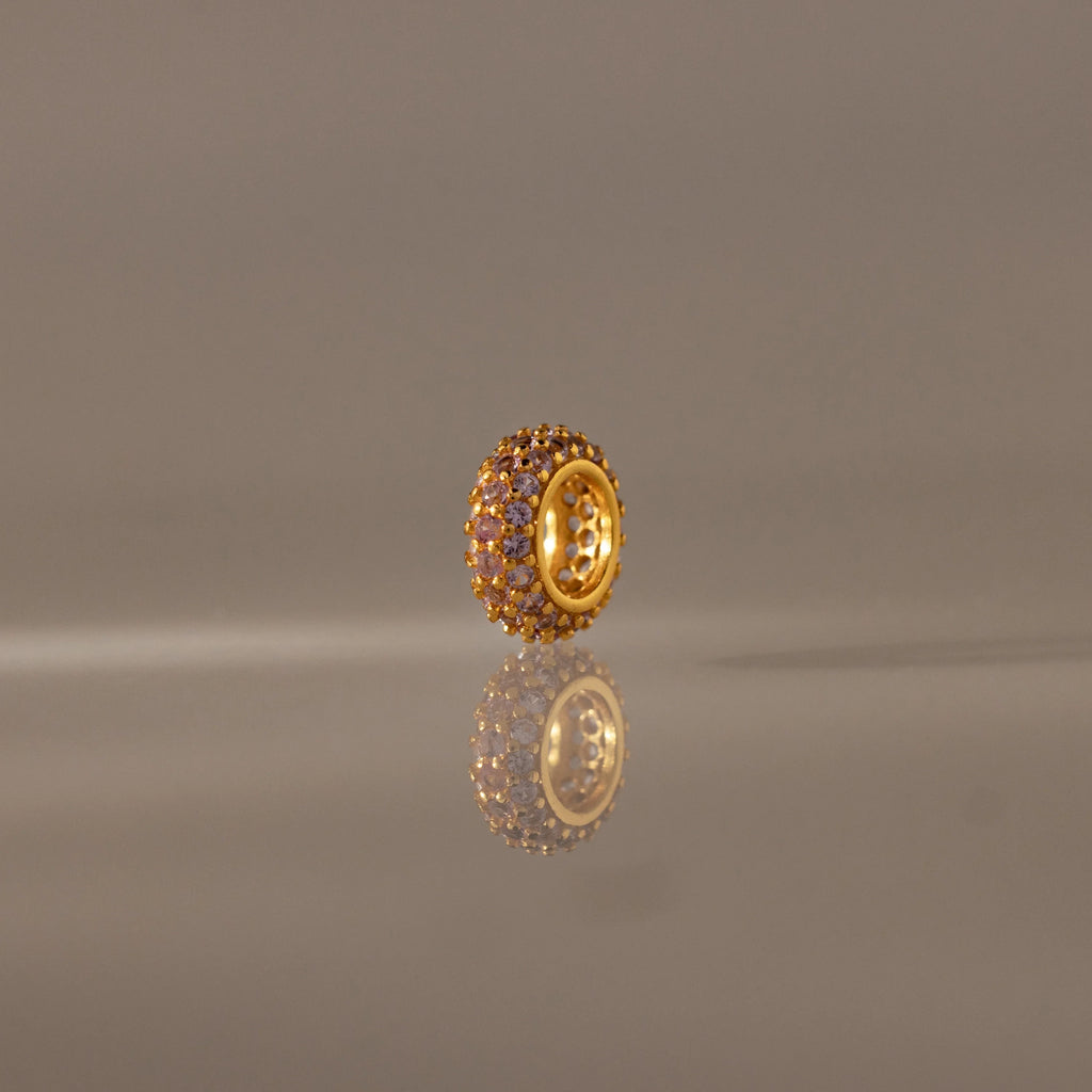 Pave Birthstone Charm Spacer Silver 18K Gold Plated