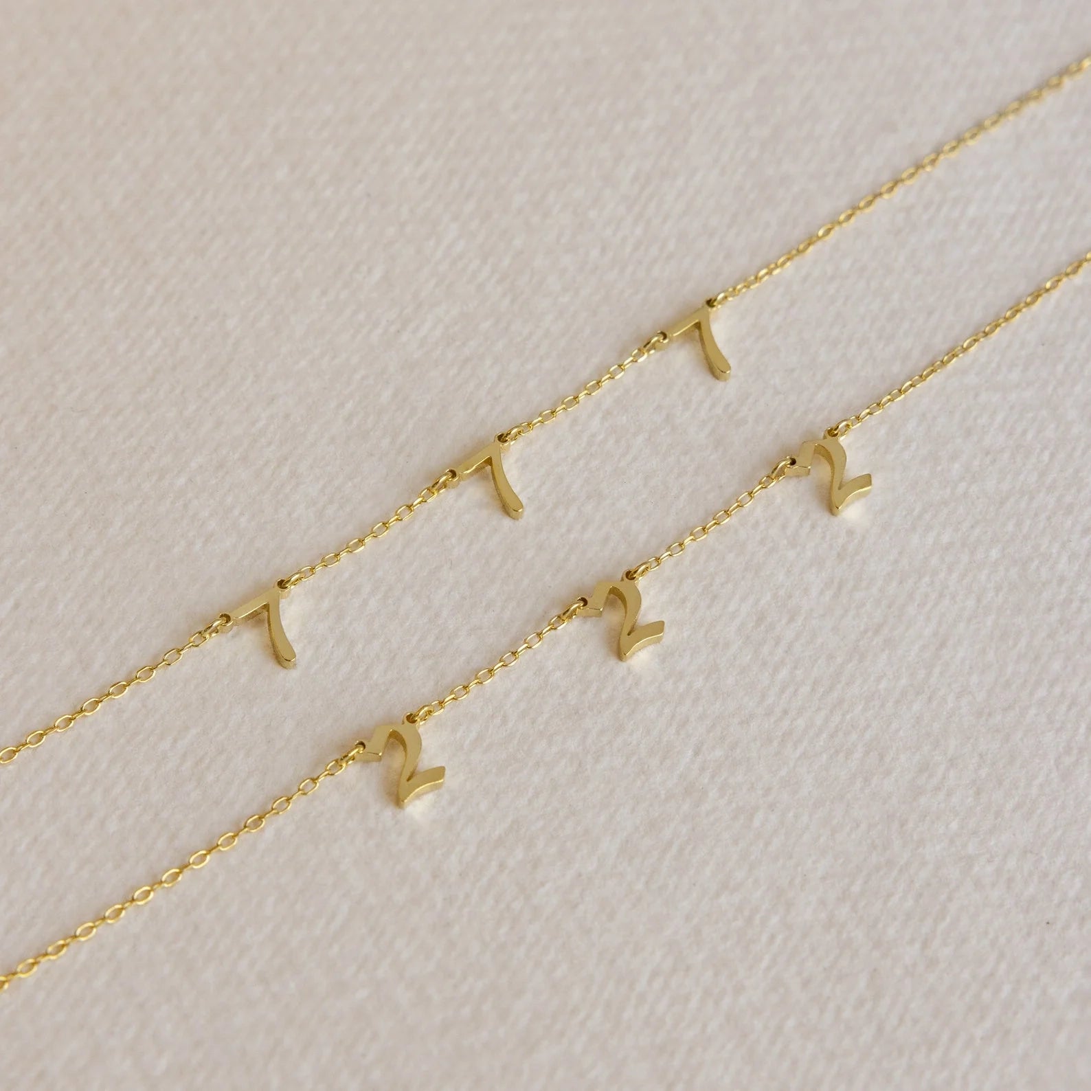 Alice Spaced Number Necklace Silver 18K Gold Plated