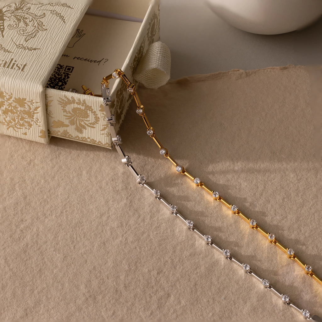 Sprinkle Diamond Tennis Bracelet Silver 18K Gold Plated