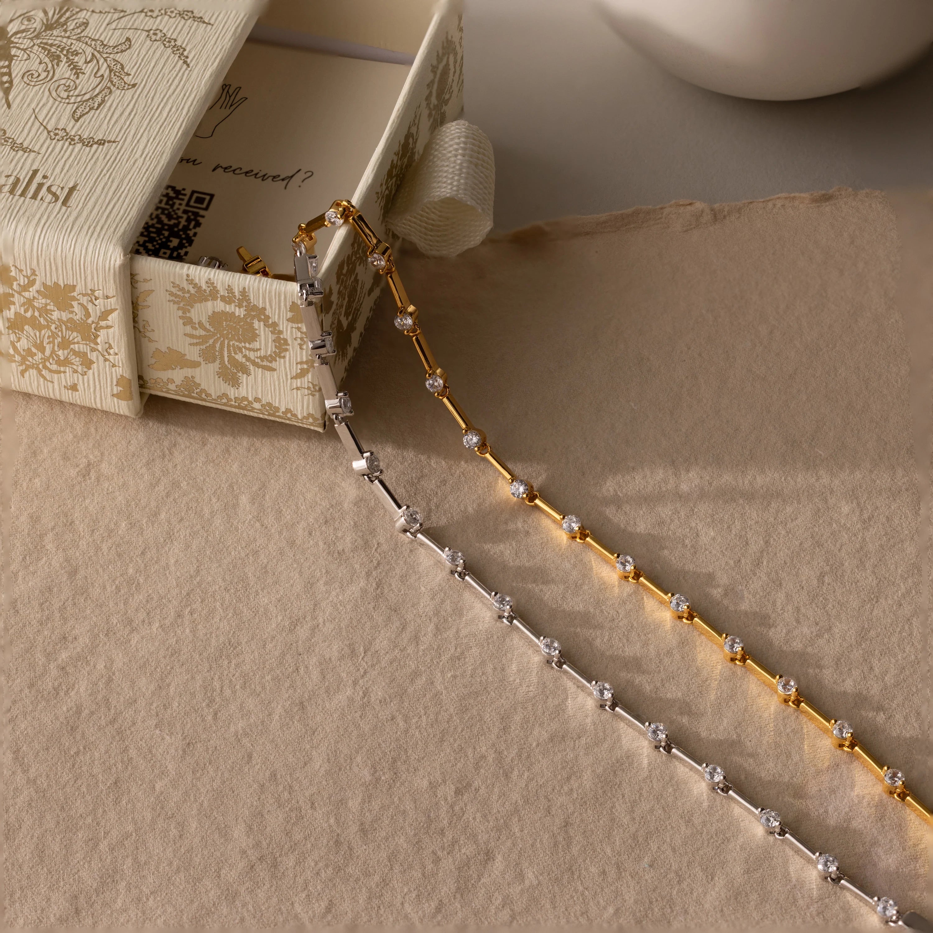 Sprinkle Diamond Tennis Bracelet Silver 18K Gold Plated