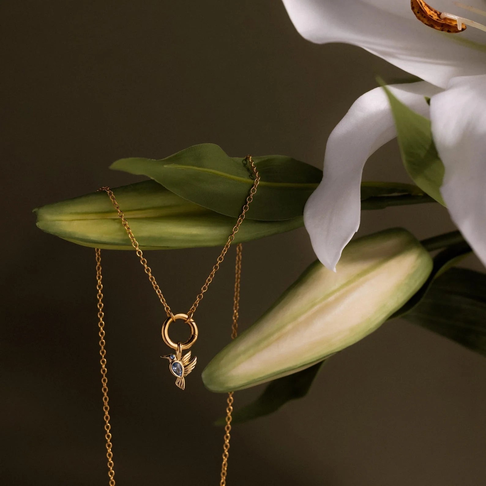 Hummingbird Charm Silver 18K Gold Plated