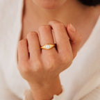 Freshwater Pearl Signet Ring Silver 18K Gold Plated