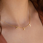 Old English Spaced Number Necklace Silver 18K Gold Plated