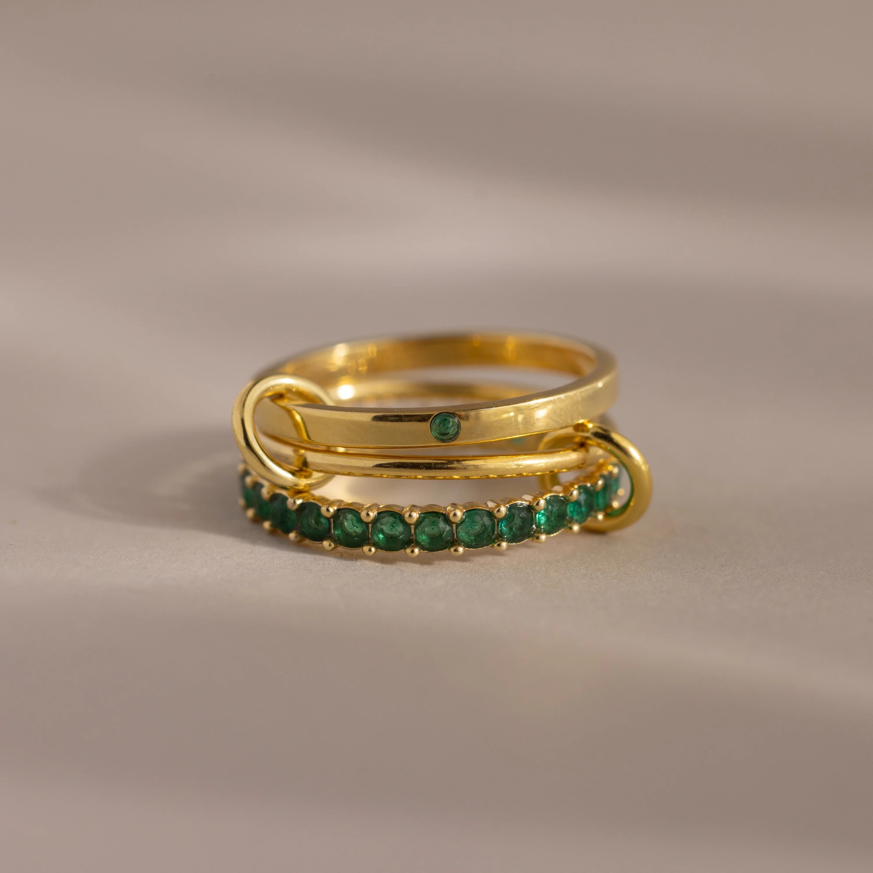 Birthstone Triple Eternity Band Ring Set Silver 18K Gold Plated