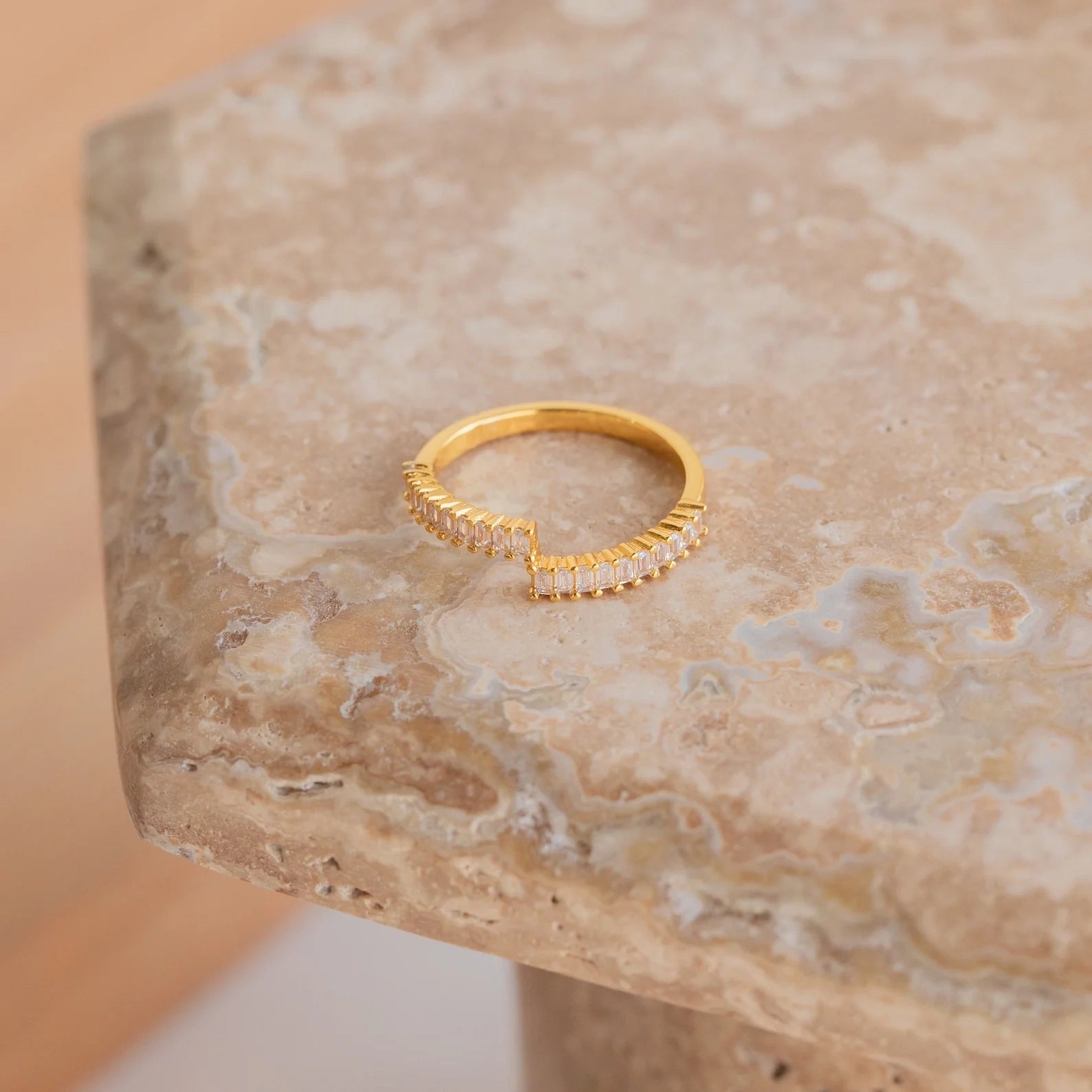 Diamonds Elora Baguette Wrap Ring Silver 18K Gold Plated