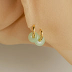 Dainty Jade Duo Hoops Silver 18K Gold Plated