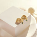 Emerald Dagger Charm Huggies Silver 18K Gold Plated