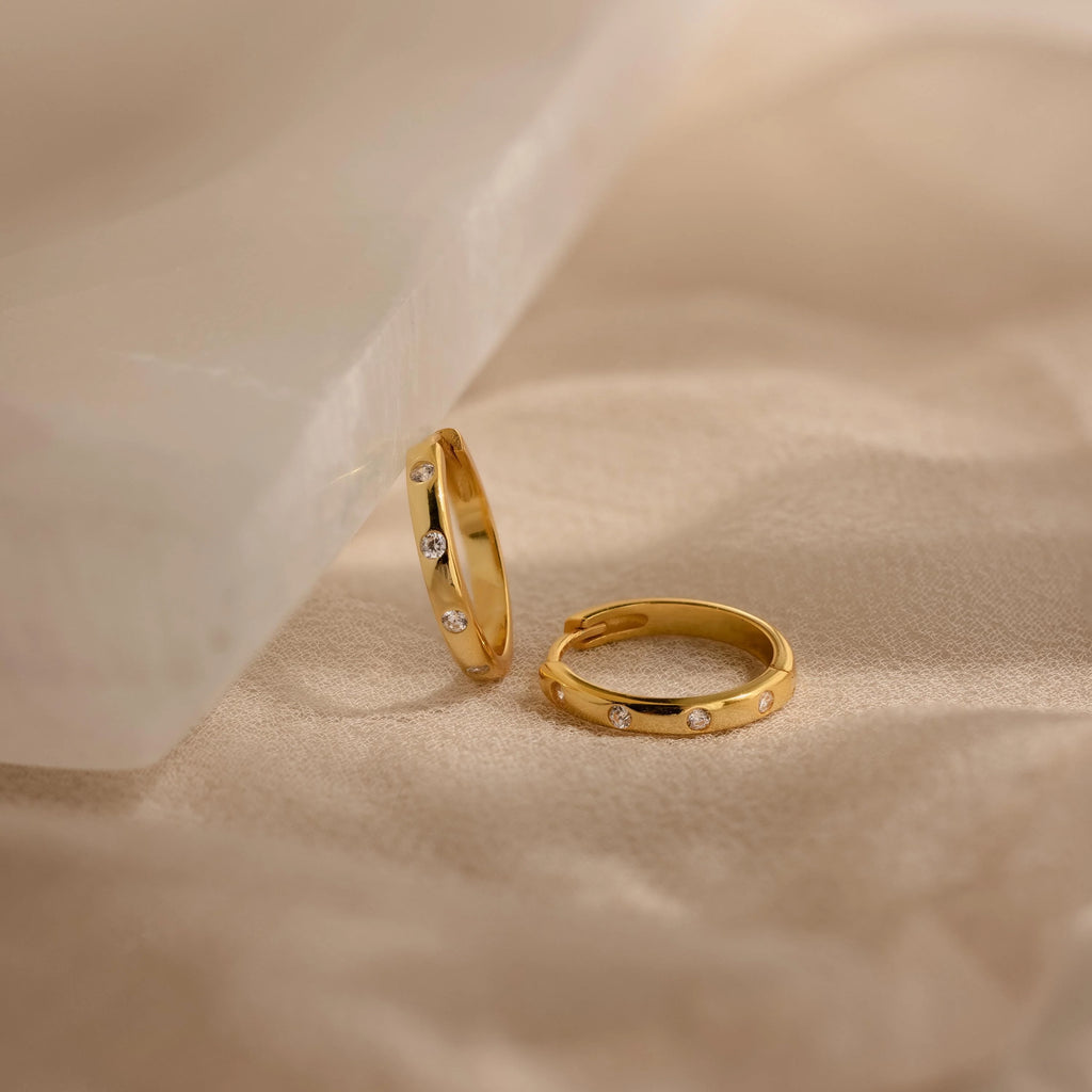 Classic Diamond Sprinkle Huggies Silver 18K Gold Plated