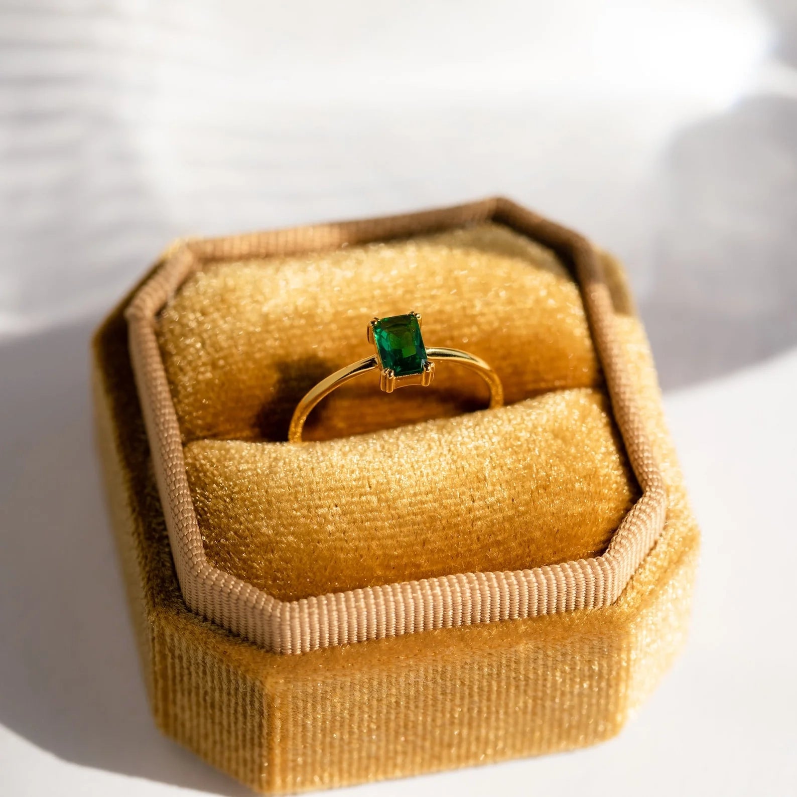 Harley Emerald Ring Silver 18K Gold Plated