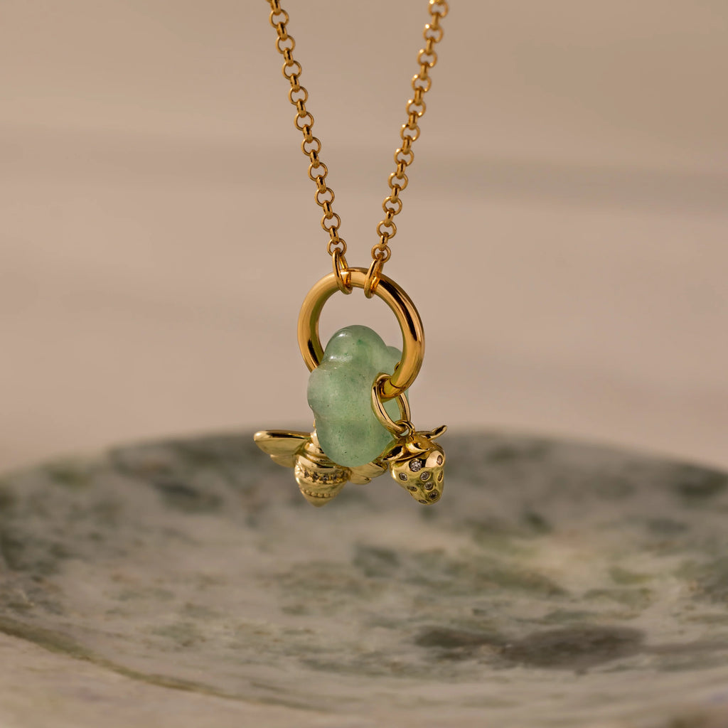 Jade Flower Spacer Charm Silver 18K Gold Plated