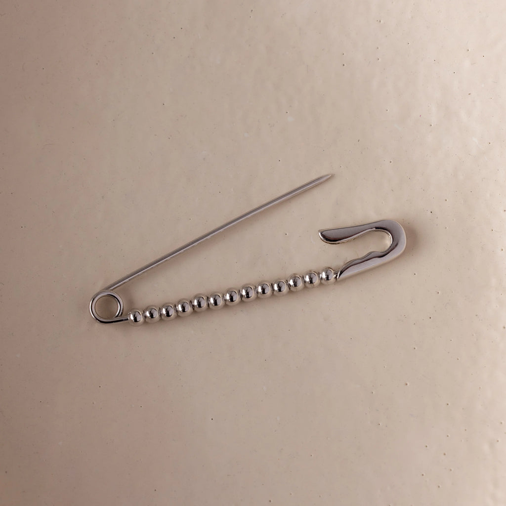 Beaded Charm Pin Silver 18K Gold Plated