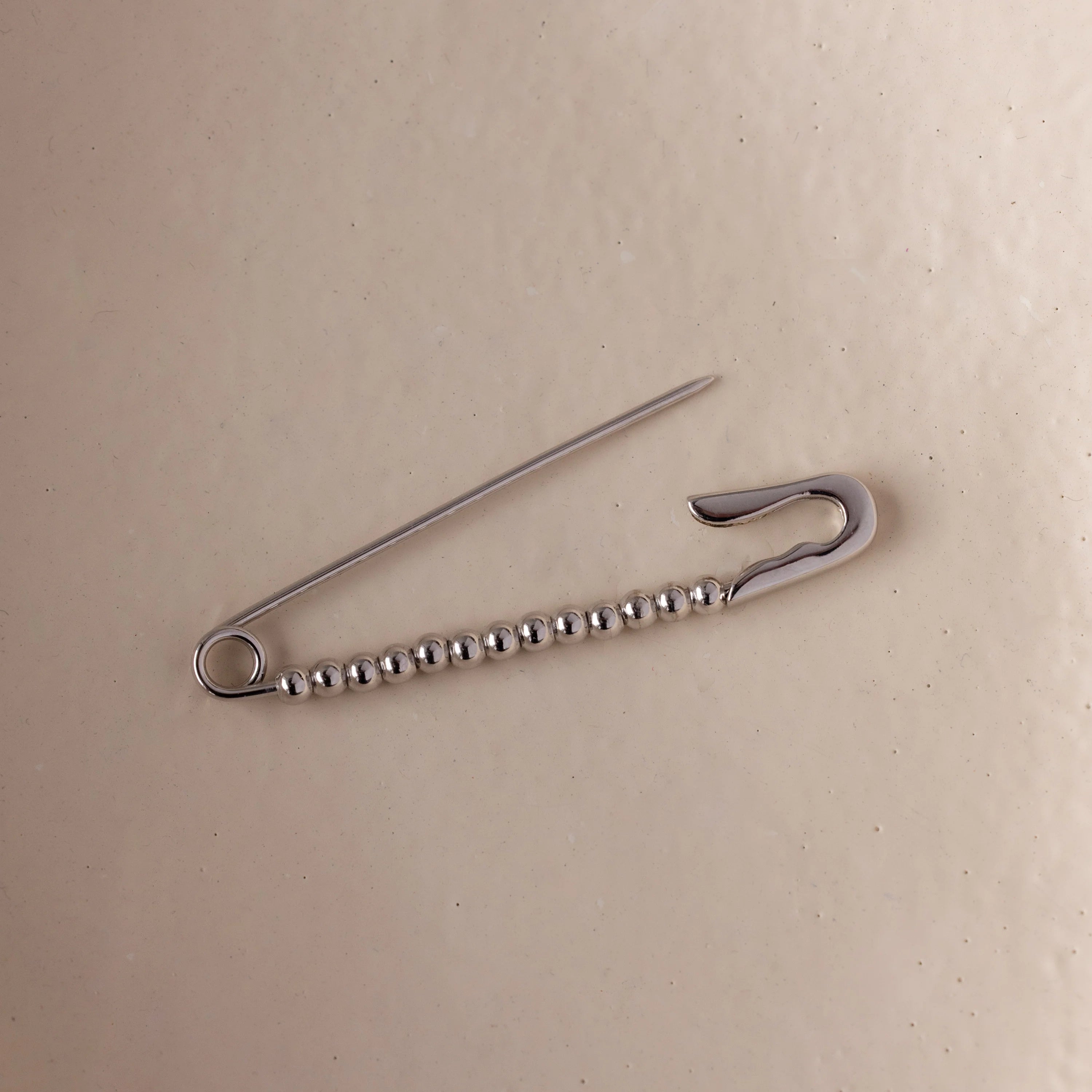 Beaded Charm Pin Silver 18K Gold Plated