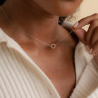Pavé Circle Interlocking Necklace Silver 18K Gold Plated