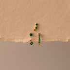 Emerald Trio Earring Set Silver 18K Gold Plated
