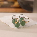 Jade Dome Drop Earrings Silver 18K Gold Plated